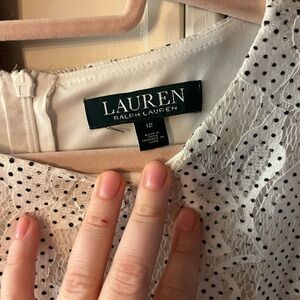 Ralph Lauren Ivory Lace Dress with Black Dots